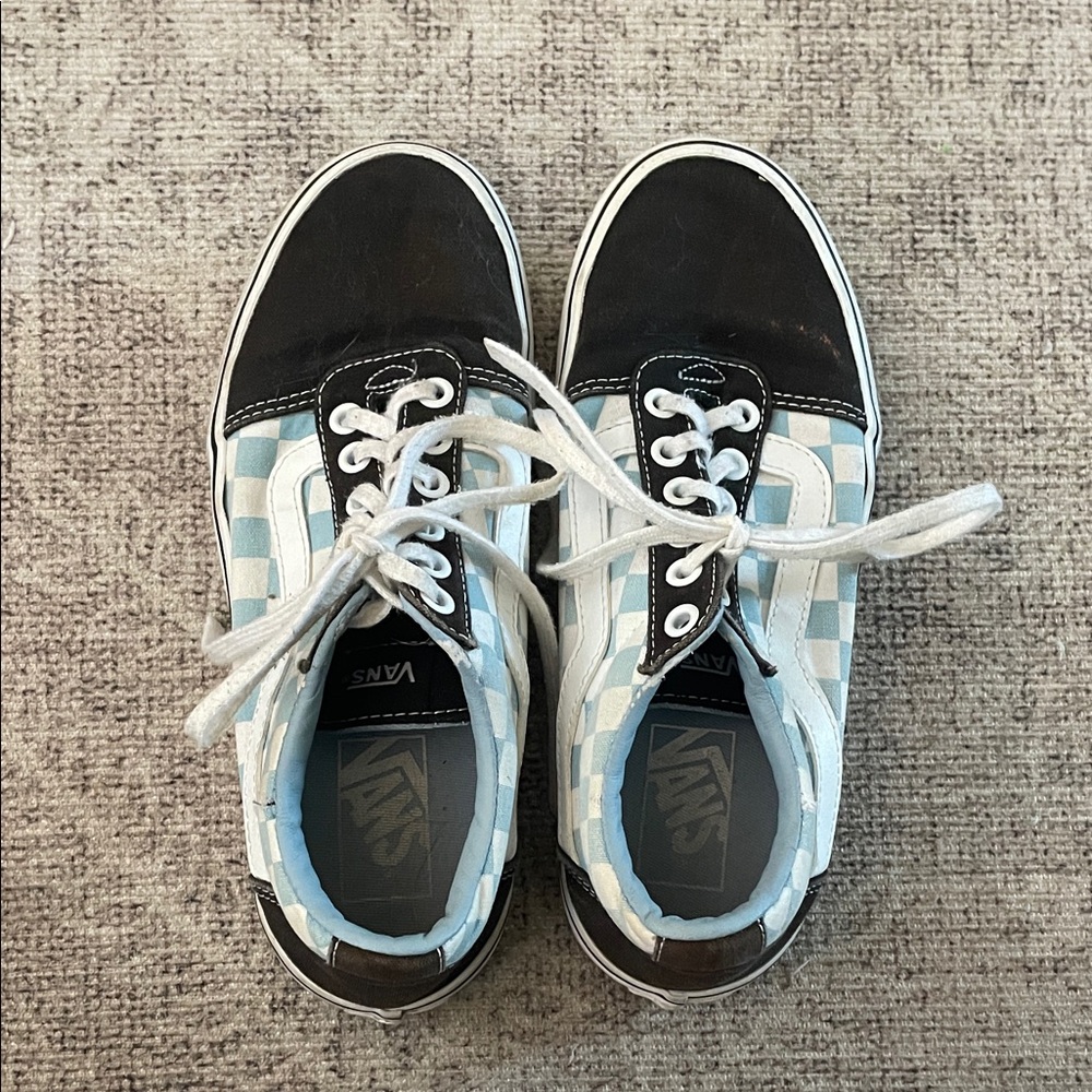 Vans Black and Light Blue Checkered Sneakers Women’s Size 7